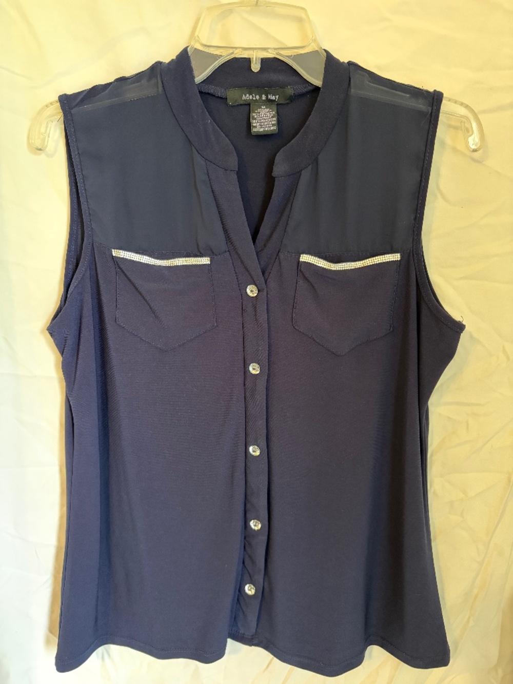 Sleeveless top with rhinestones